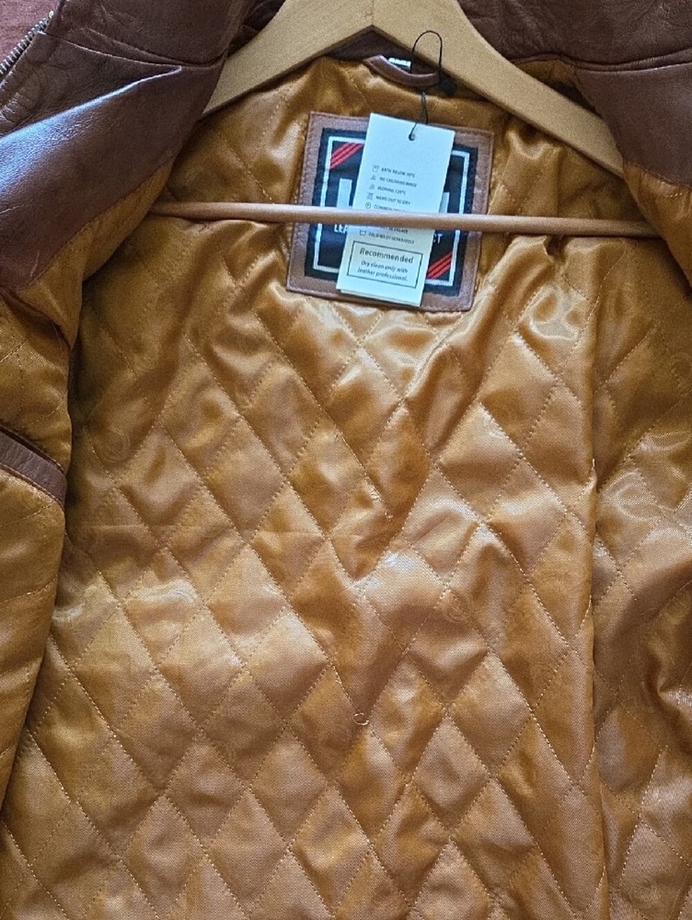 Men's Brown Leather Motorcycle Jacket - Classic Biker Style - Picture 10 of 13